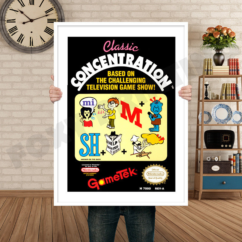 Classic Concentration Retro GAME INSPIRED THEME Nintendo NES Gaming A4