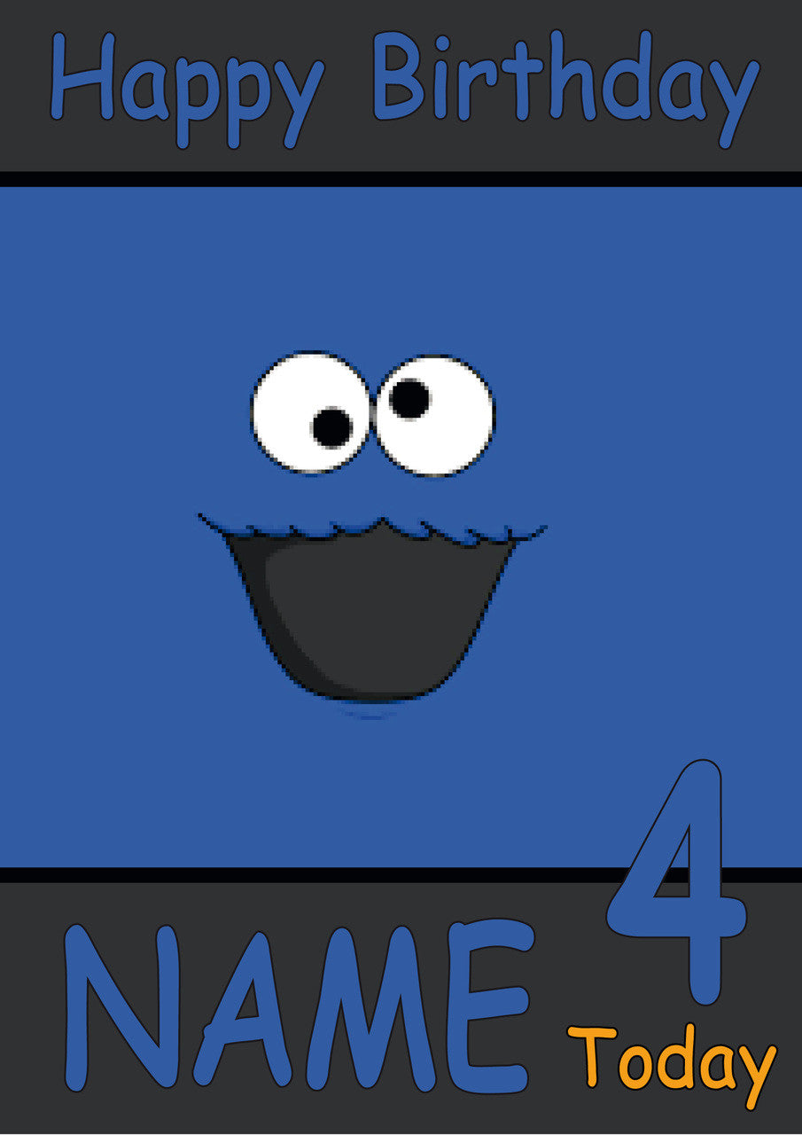 Cookie Monster THEME INSPIRED Kids Adult Personalised Birthday Card Birthday Card