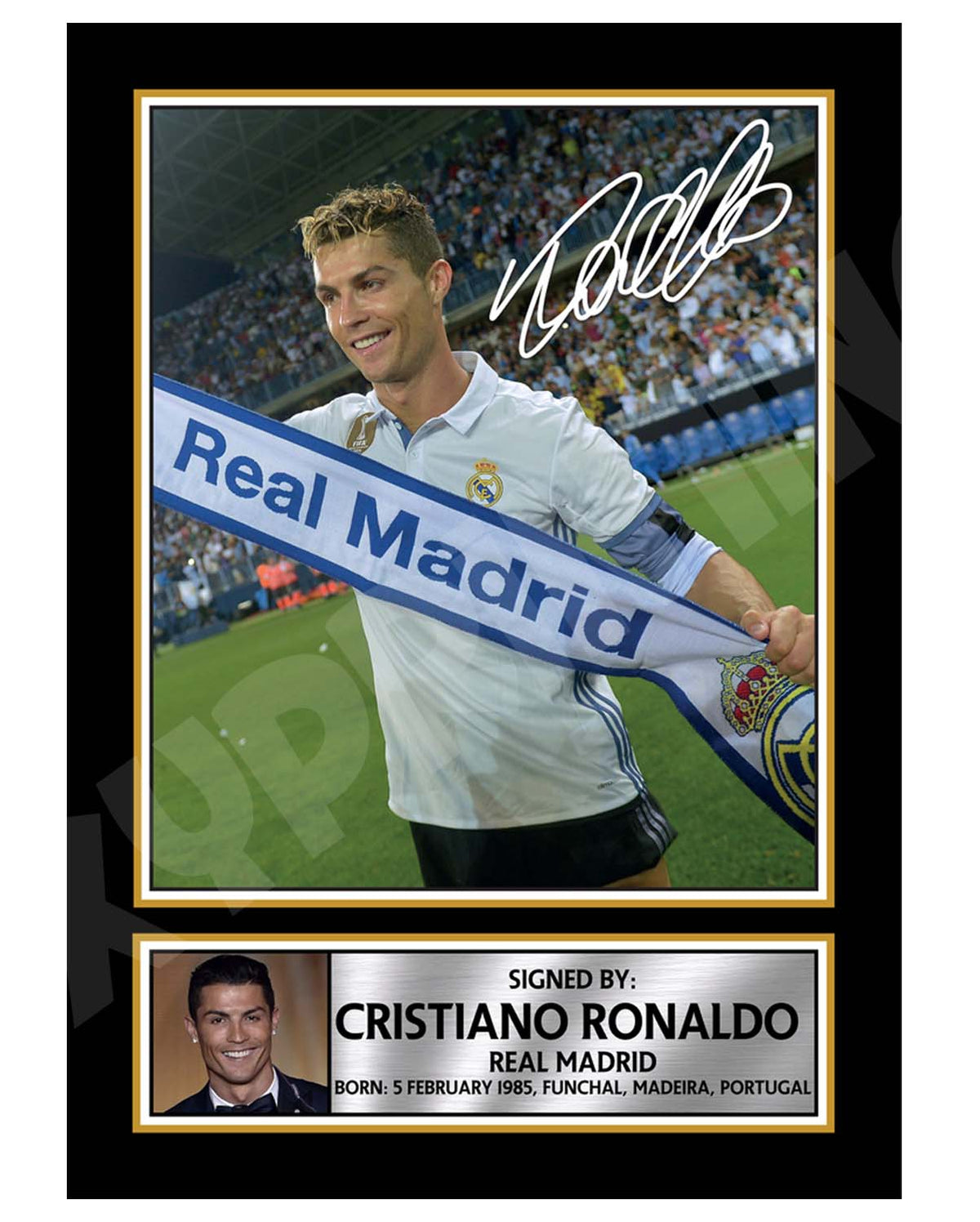Cristiano Ronaldo 2 Football Player Printed Signature Print – A1 Print Only