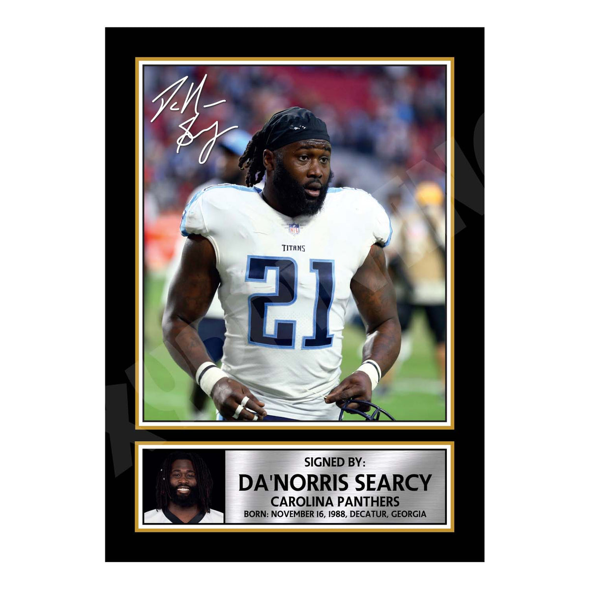 Da'Norris Searcy 1 American Football Printed Signature Print – A1 Print Only