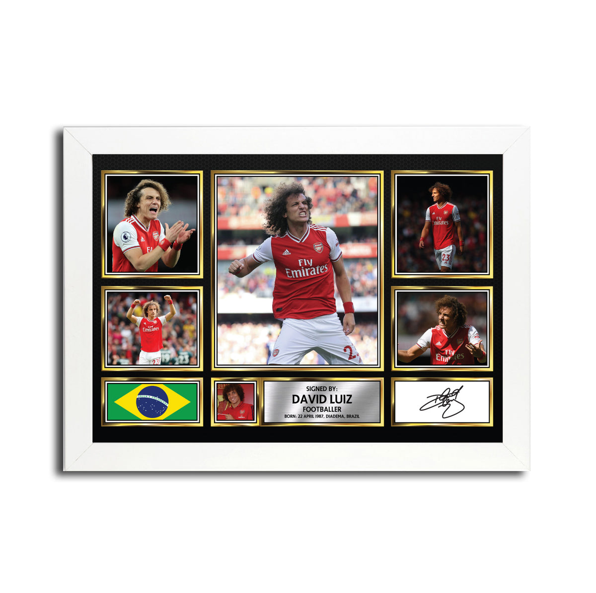 David Luiz MC1576 - Black Frame Autographed Football Poster