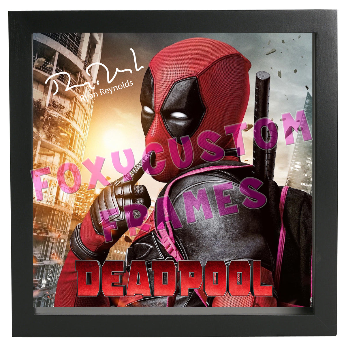 Deadpool Signed Lego Display Case - Minifigure Display Background and Frames