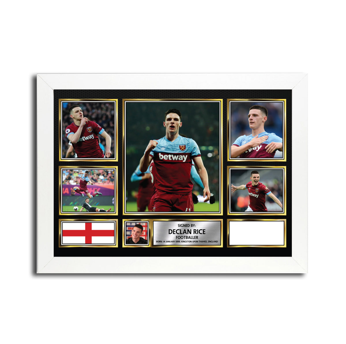 Declan Rice MC1691 - Black Frame Autographed Football Poster