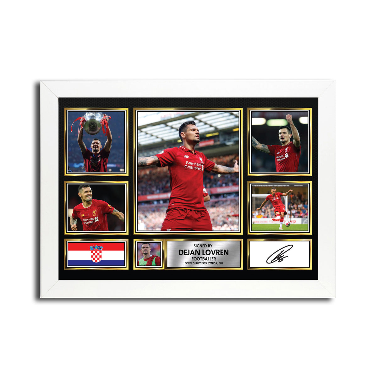Dejan Lovren MC1578 β Black Frame Printed Signature Football Poster β Dejan Lovren MC1578