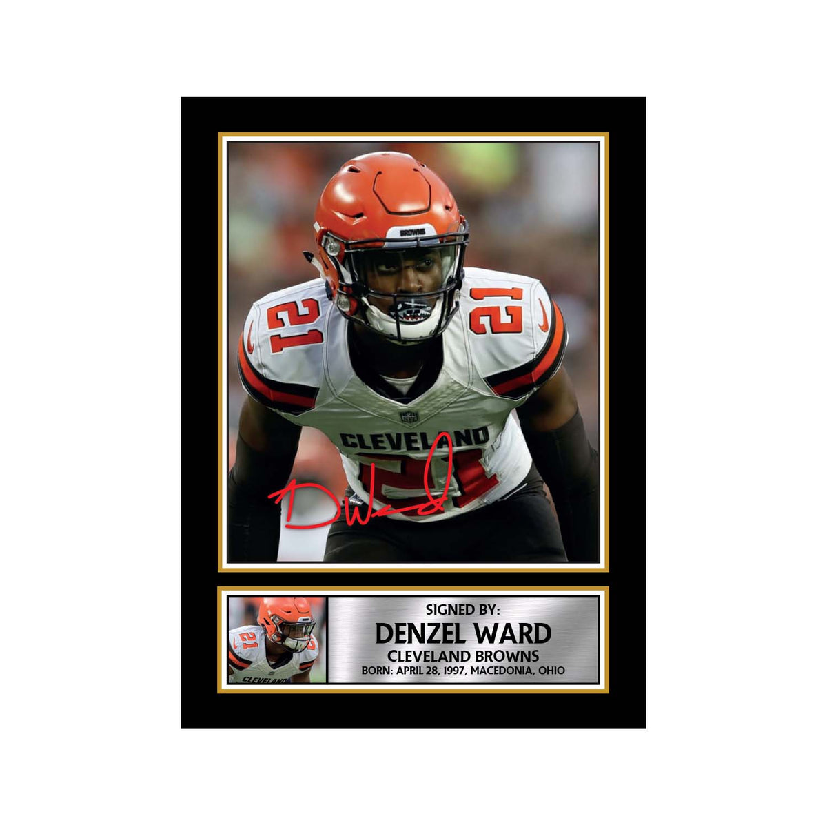 Denzel Ward 2 American Football Printed Signature Print – A1 Print Only