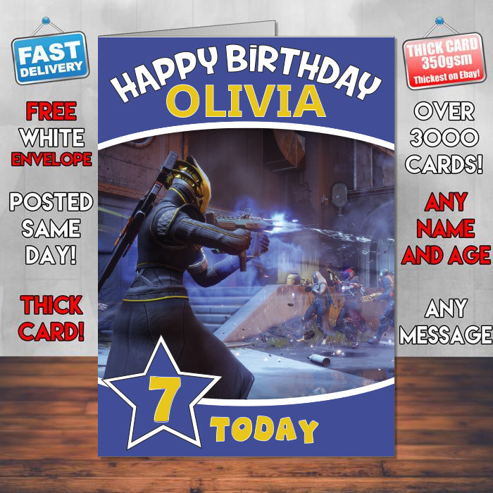 Destiny 2 Gameplay Inspired Style Game Kids Inspired Birthday Card (SA) – Destiny 2 Gameplay Game Birthday Card