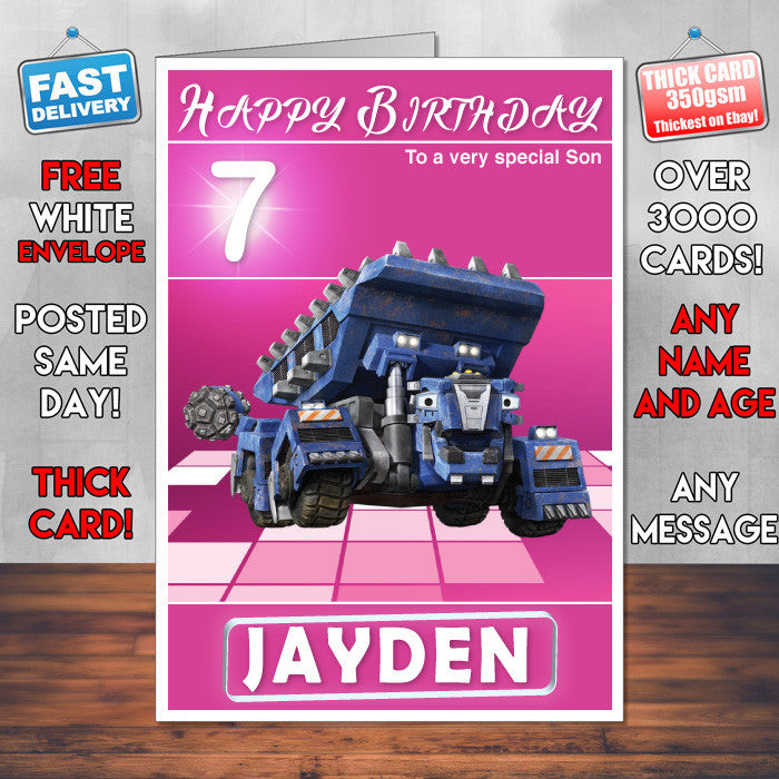 Dinotrux 4 Style Theme Personalised Kidshows Birthday Card (SA)