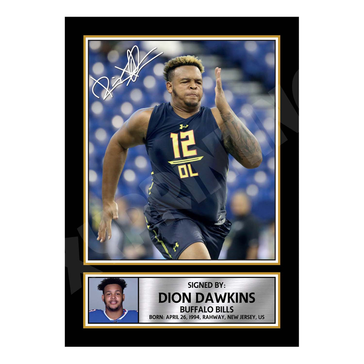 Dion Dawkins 2 Limited Edition Football Signed Print - American Footballer