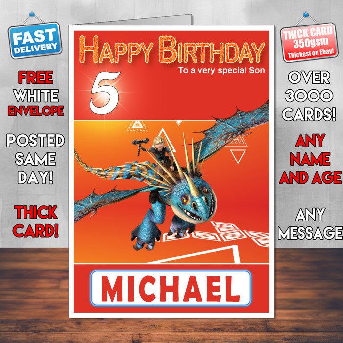 Dragons 2 Style Theme Personalised Kidshows Birthday Card (SA) – Dragons 2 Style Theme Personalised Kidshows Birthday Card