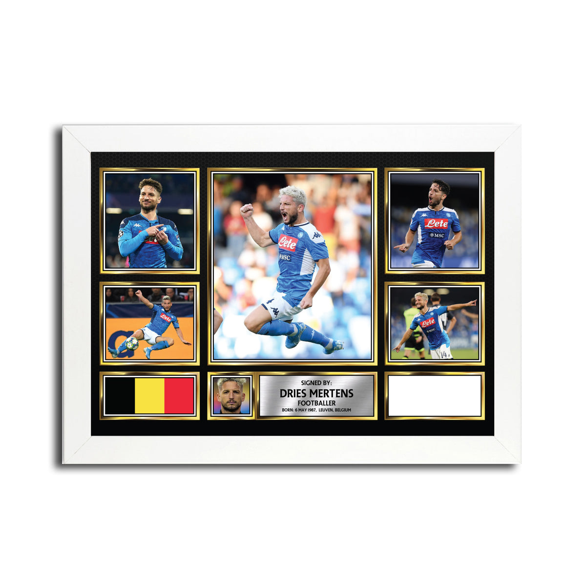 Dries Mertens MC1692 – Black Frame Printed Signature Football Poster – Dries Mertens MC1692