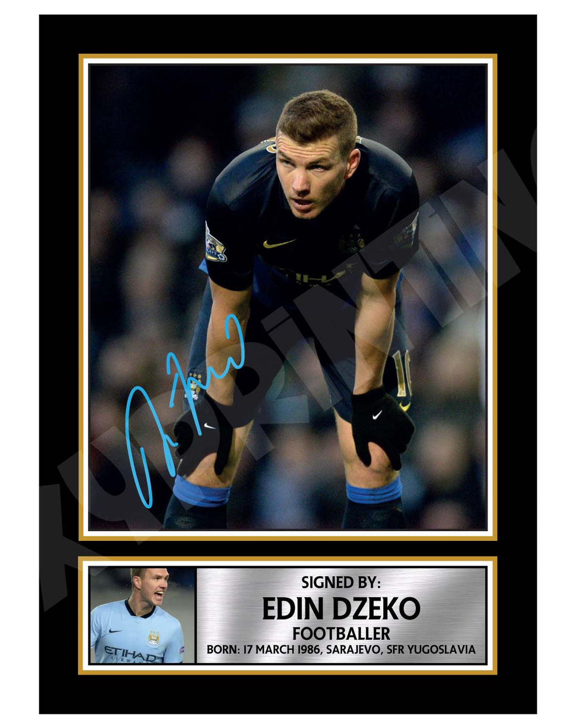 EDIN DZEKO (1) Football Player Printed Signature Print – Edin Dzeko Football Player Printed Signature Print – A1 Print Only