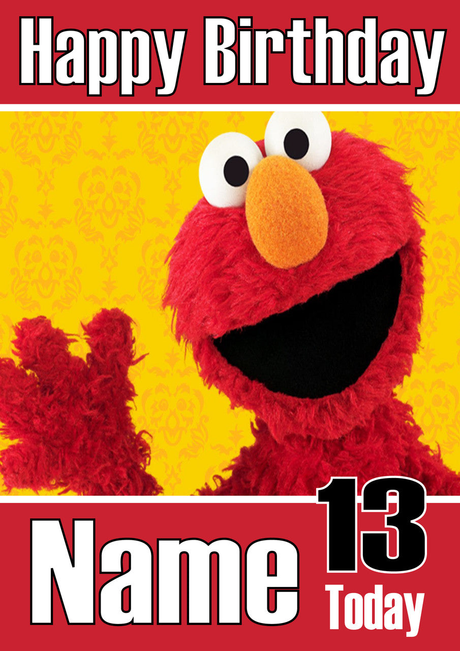 Happy Birthday Elmo Furchester THEME INSPIRED Kids Adult Personalised Birthday Card