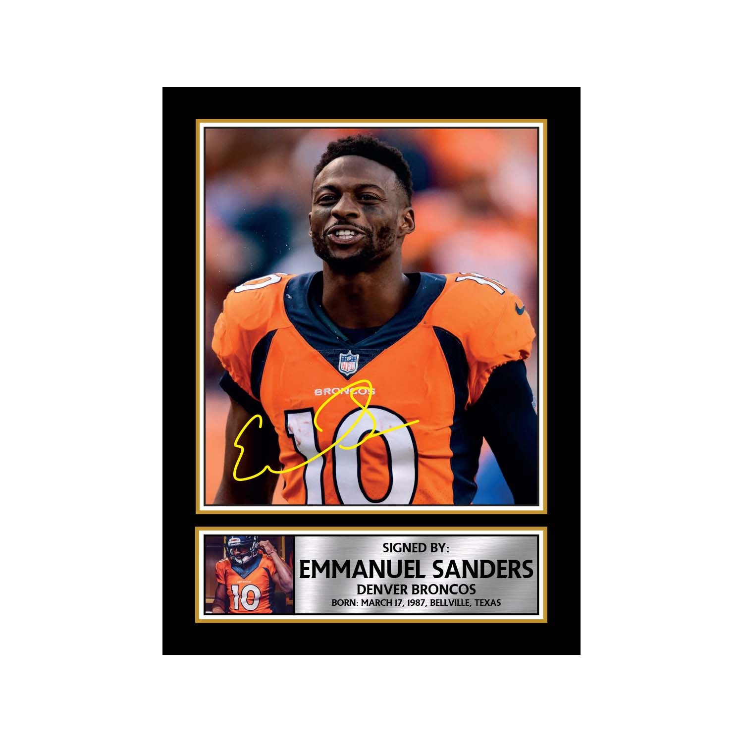Emmanuel Sanders 2 Limited Edition Football Signed Print American Fo