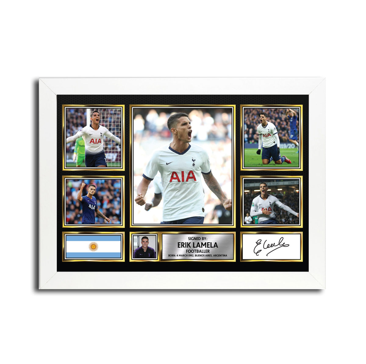 Erik Lamela MC1585 – Black Frame Printed Signature Football Poster – Erik Lamela MC1585