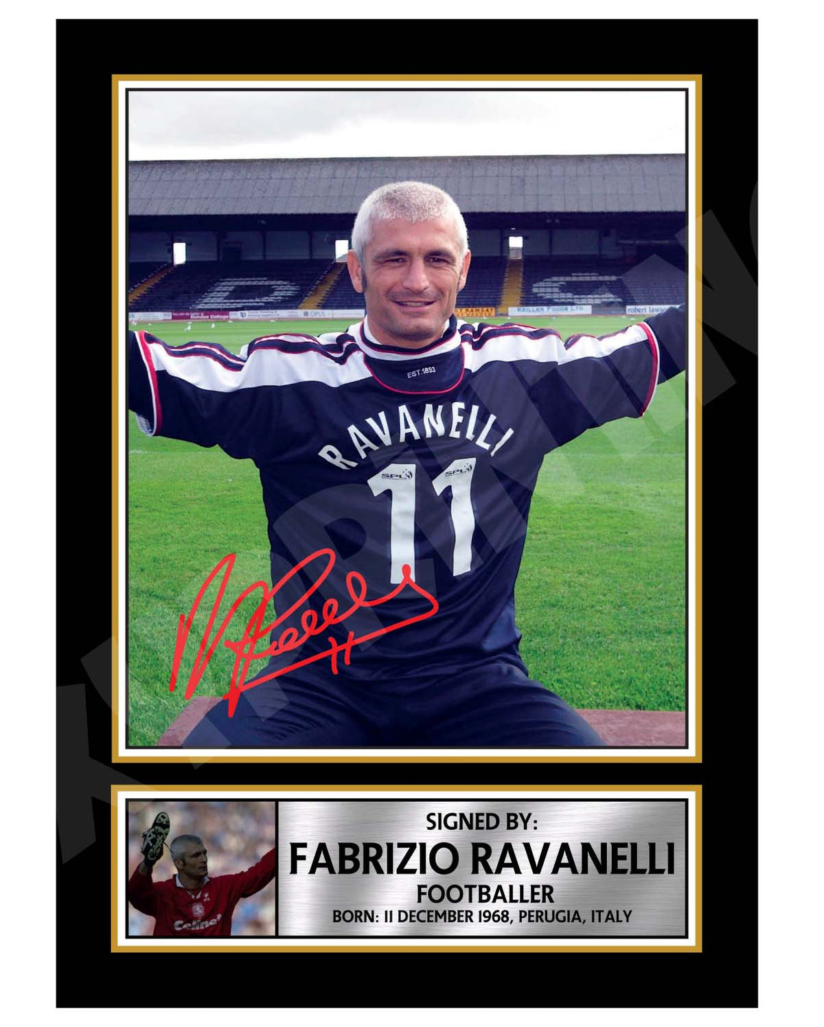 FABRIZIO RAVANELLI 2 Football Player Printed Signature Print – Reproduction Print