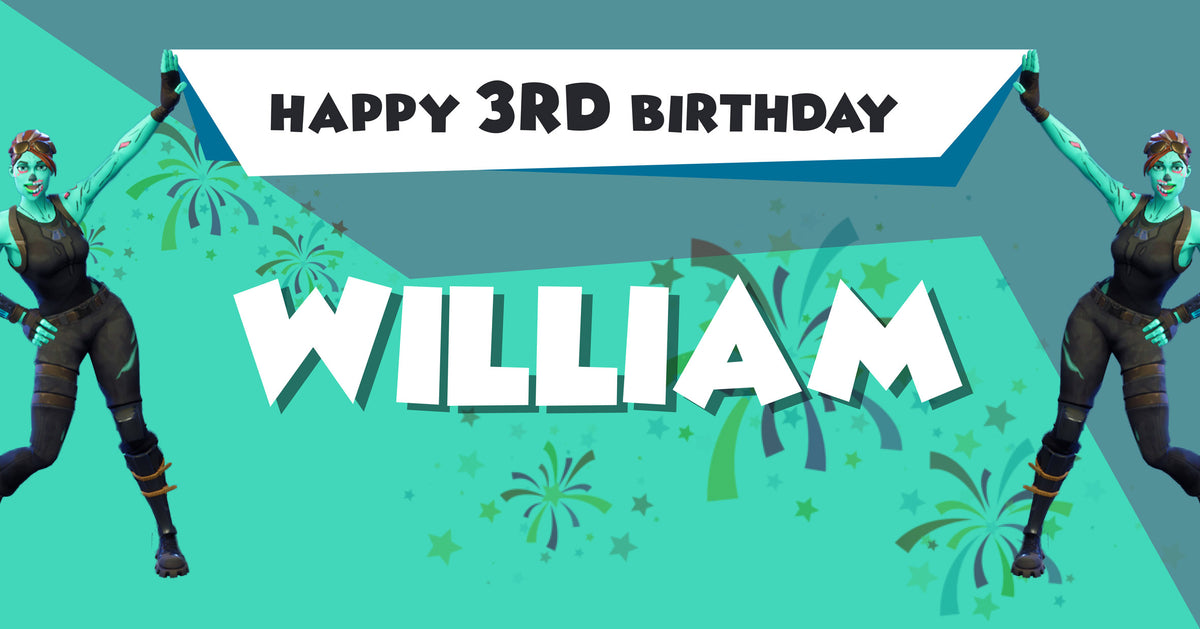 Fortnite Children's Birthday Banner Thick 3