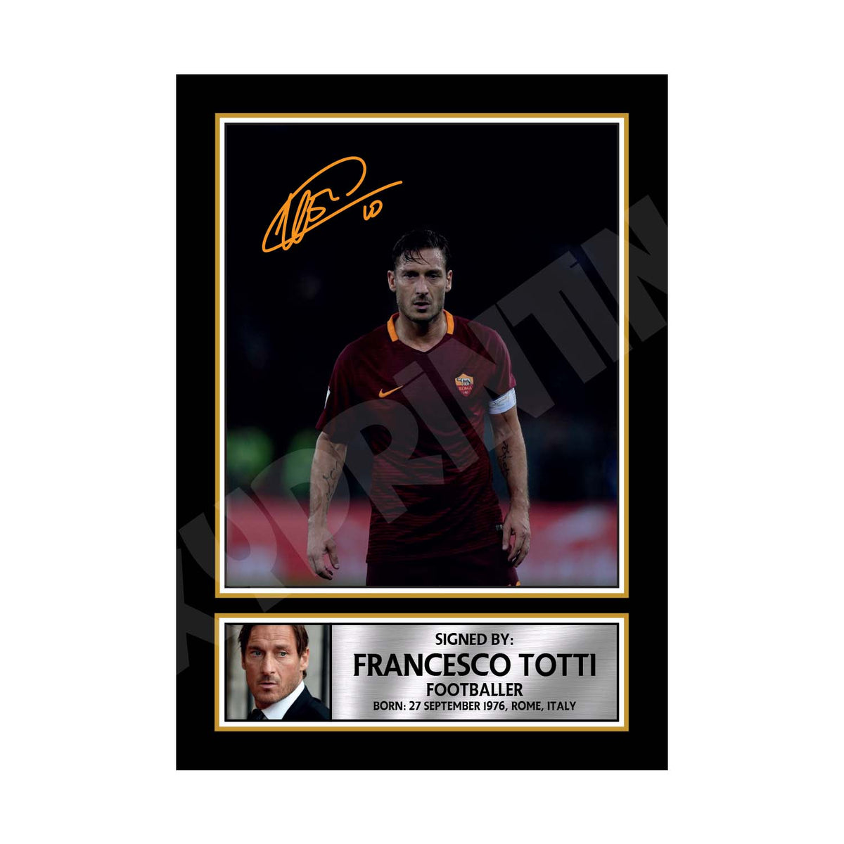 FRANCESCO TOTTI Football Player Printed Signature Print – Francesco Totti Football Player Printed Signature Print – A1 Print Only