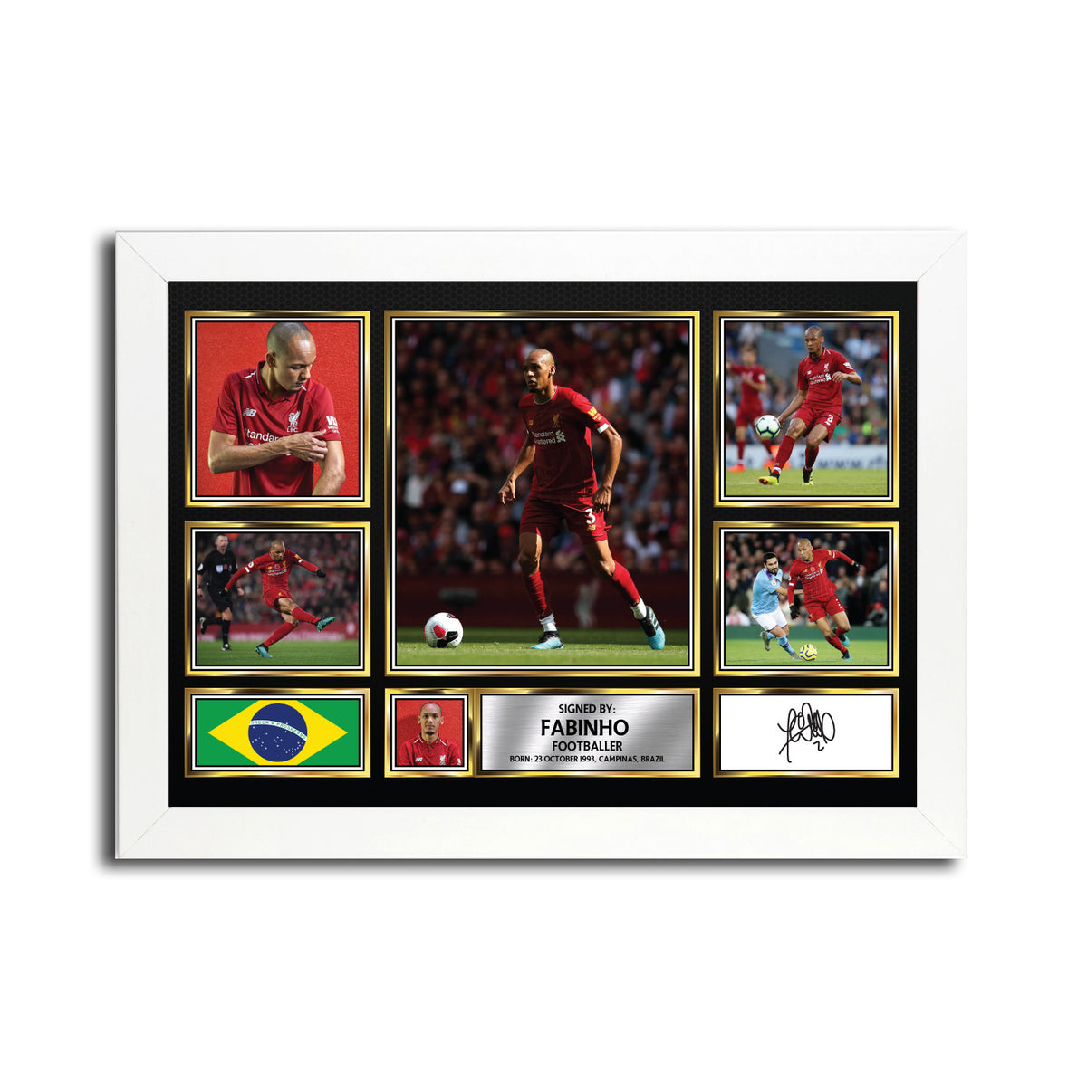 Fabinho MC1586 – Black Frame Printed Signature Football Poster – Fabinho MC1586