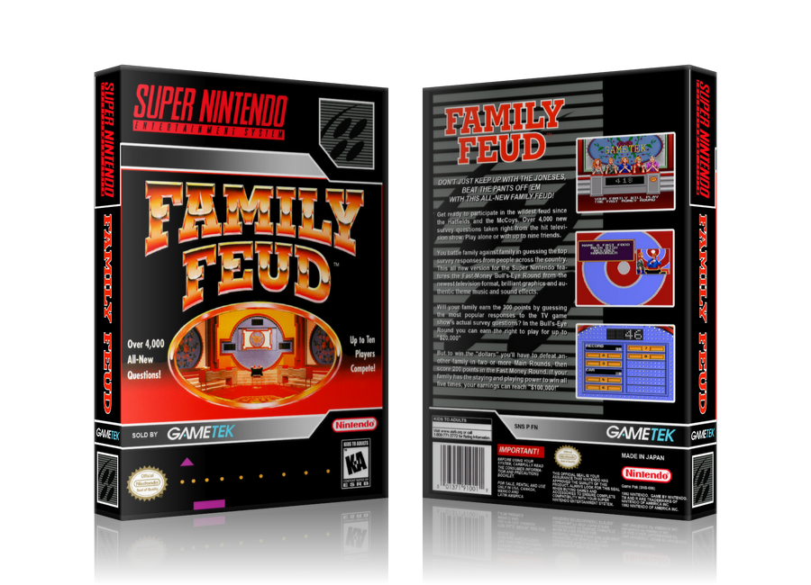 Family Feud Replacement Nintendo SNES Game Case Or Cover β SNES Replacement Game case product image 1