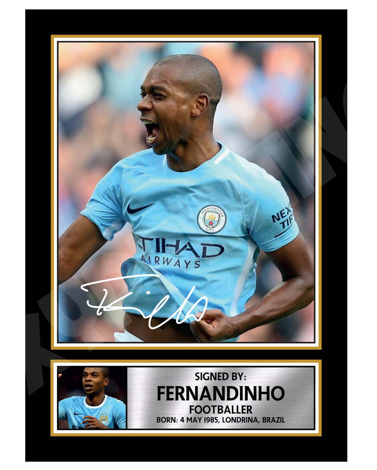 Fernandinho (1) Football Player Printed Signature Print – Fernandinho Football Player Printed Signature Print – A1 Print Only