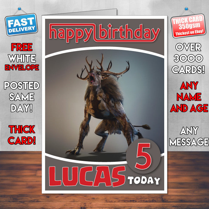 Personalised Fiend The Witcher Inspired Style Game Kids Inspired Birthday Card (SA)