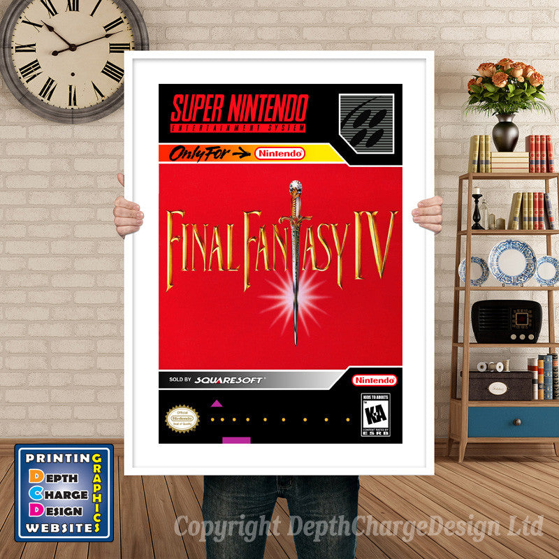 Final Fantasy IV Super Nintendo GAME INSPIRED THEME Retro Gaming Poster A4 A3 A2 Or A1 – Final Fantasy IV Super Nintendo Game Inspired Theme Retro Gaming Poster