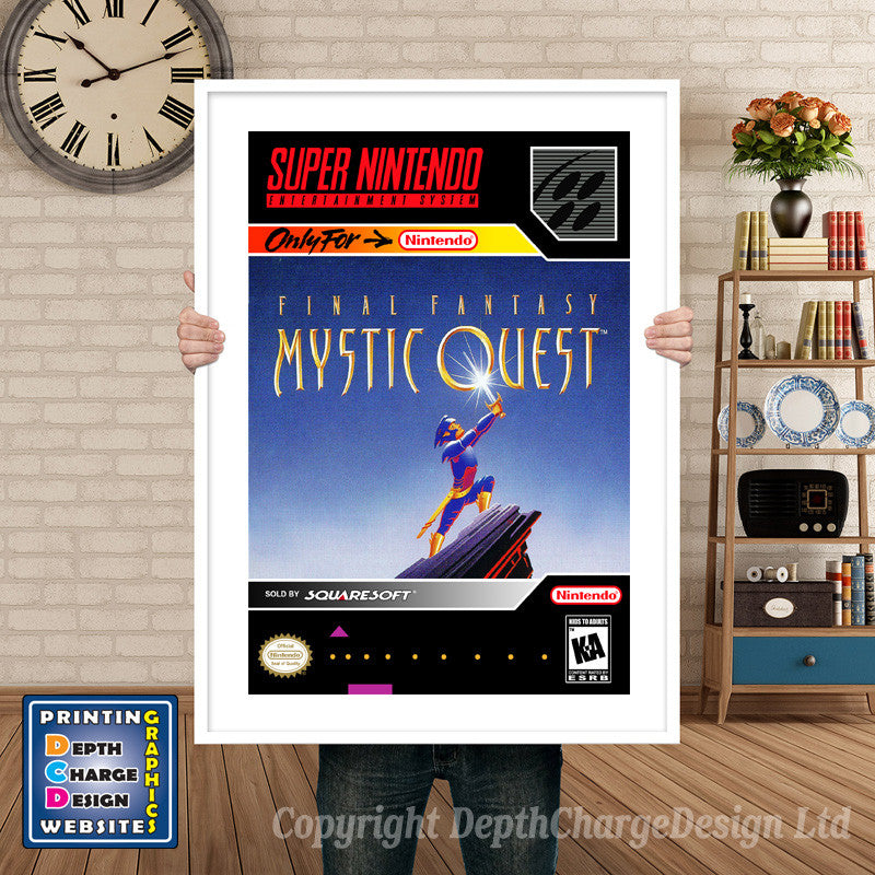 Final Fantasy Mystic Quest Super Nintendo GAME INSPIRED THEME Retro Gaming Poster A4 A3 A2 Or A1 β Final Fantasy Mystic Quest Super Nintendo Game Inspired Theme Retro Gaming