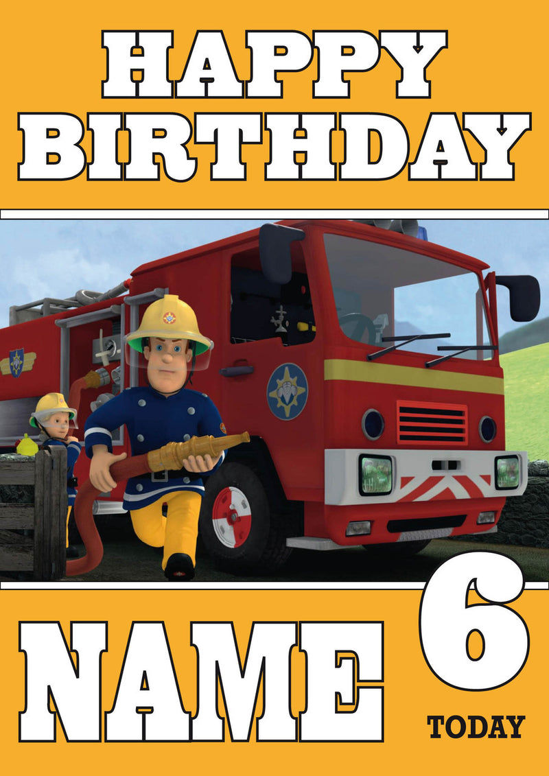 THEME INSPIRED Kids Adult Personalised Birthday Card Fireman Sam Birthday Card 3