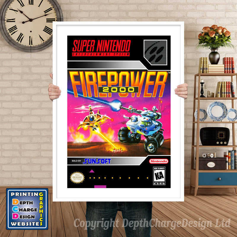 Firepower 2000 Super Nintendo GAME INSPIRED THEME Retro Gaming Poster A4 A3 A2 Or A1