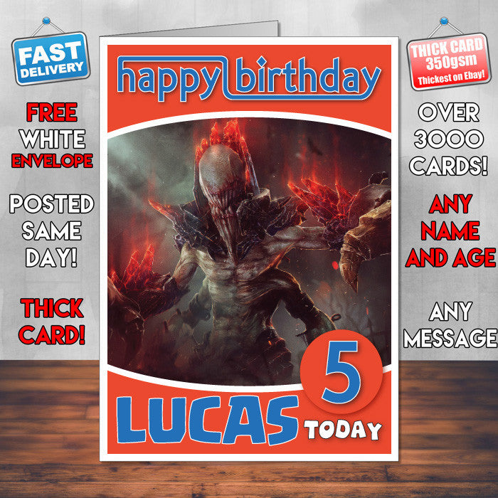 Personalised Firstborn Vampire Inspired Style Game Kids Inspired Birthday Card (SA)