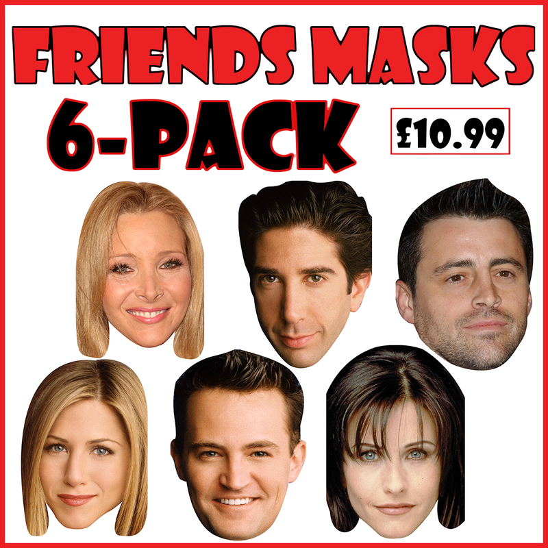 Friends 6-Pack Celebrity Face Masks Fancy Dress Cardboard Costume Masks
