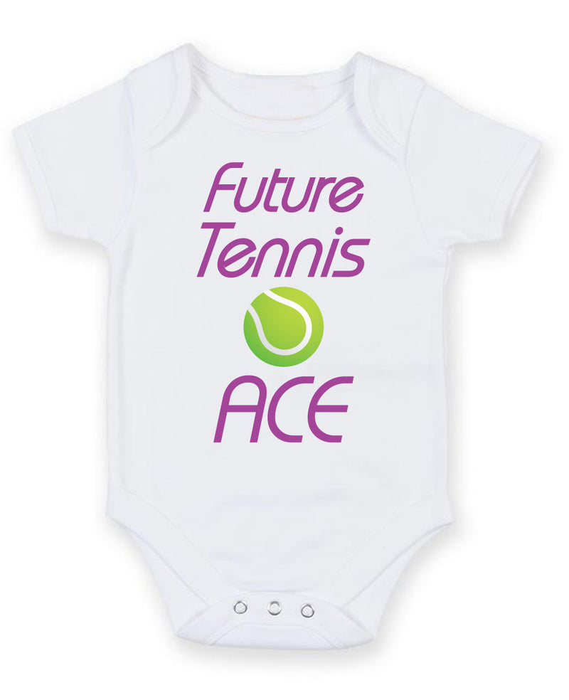 Future Tennis Ace Printed Baby Grow Bodysuit Boy Girl Unisex Gift