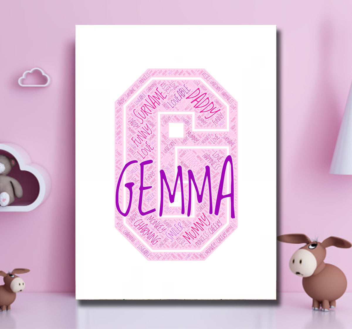 Personalised Name Word Art Poster Print Pink Letter G β Personalised name word art print, pink letter G, print only