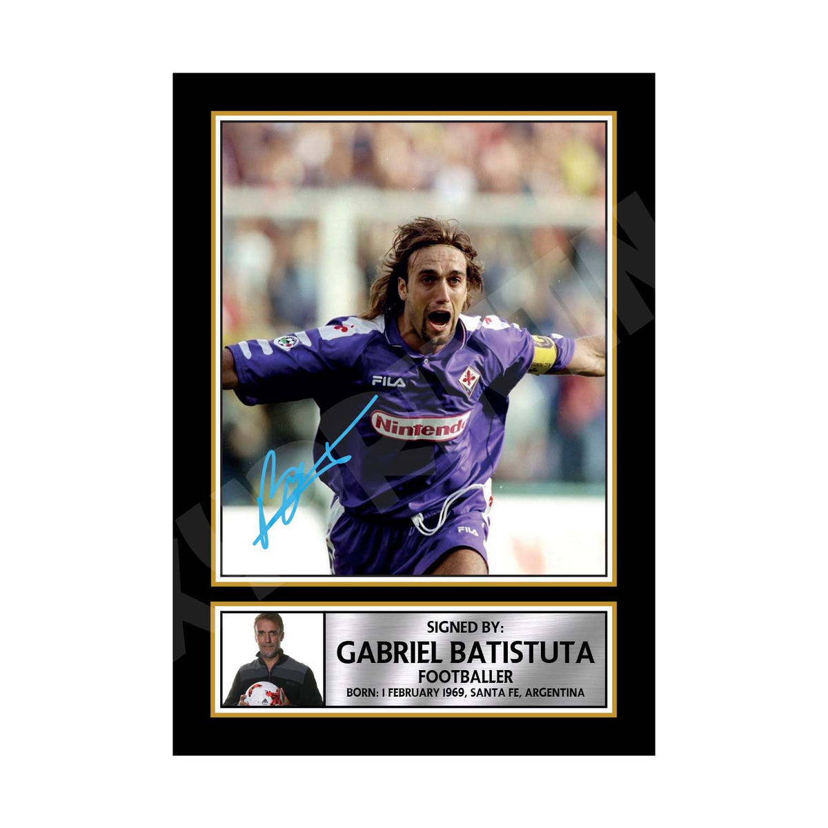 GABRIEL BATISTUTA Football Player Printed Signature Print – Reproduction Print