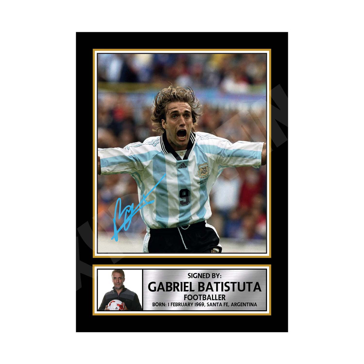 GABRIEL BATISTUTA 2 Football Player Printed Signature Print – Gabriel Batistuta 2 Football Player Printed Signature Print – A1 Print Only