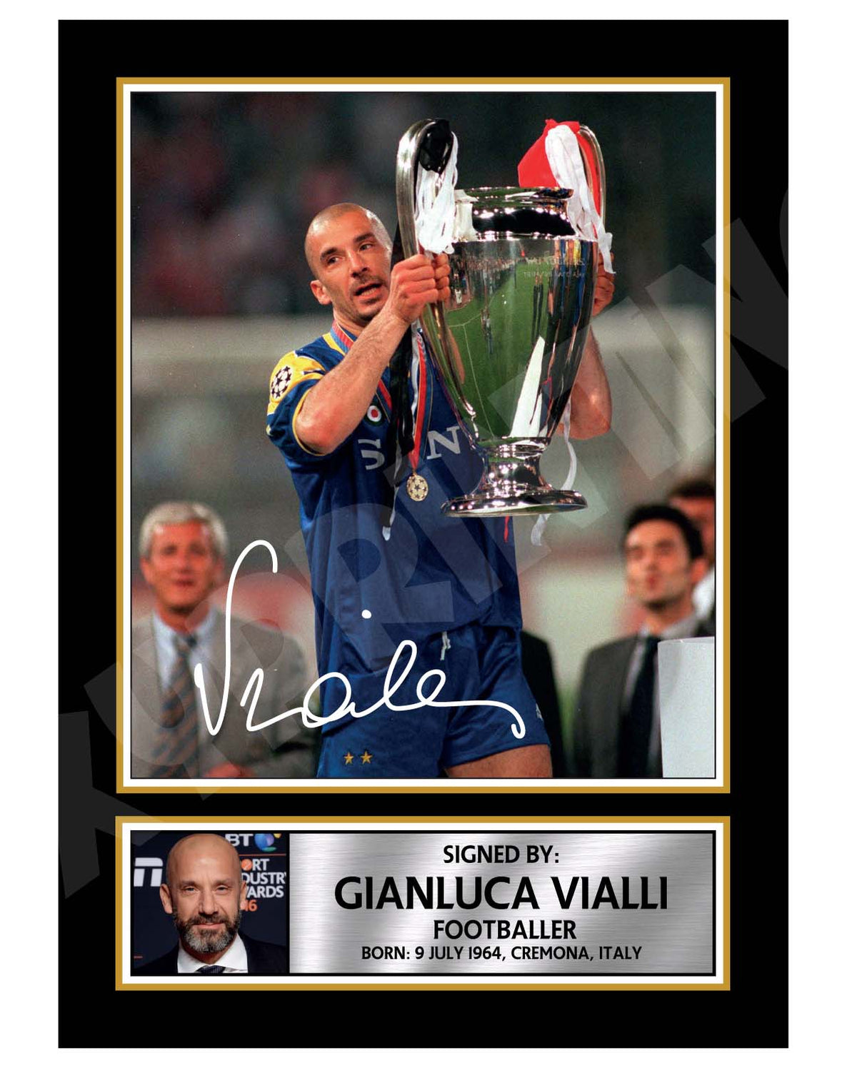 GIANLUCA VIALLI Football Player Printed Signature Print β Gianluca Vialli Football Player Printed Signature Print β A1 Print Only