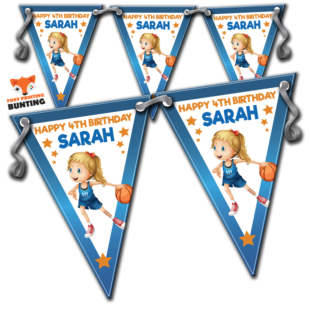 GIRLS BASKETBALL Bunting Premium Party Decorations (Standard Bunting (14.8cm X 21cm))