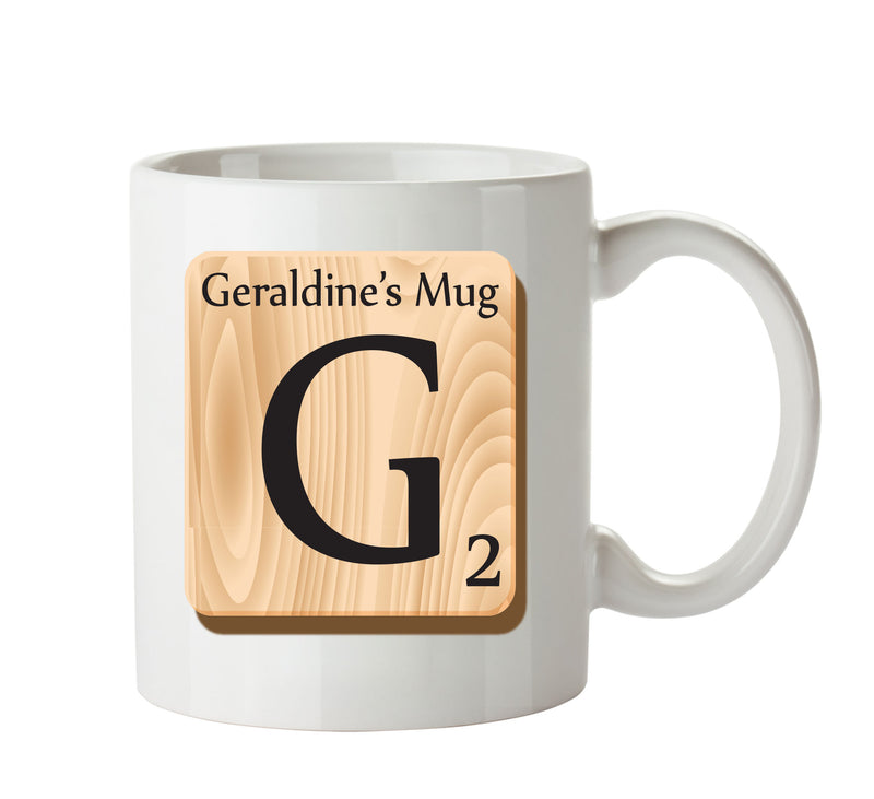 Initial "G" Your Name Scrabble Mug FUNNY