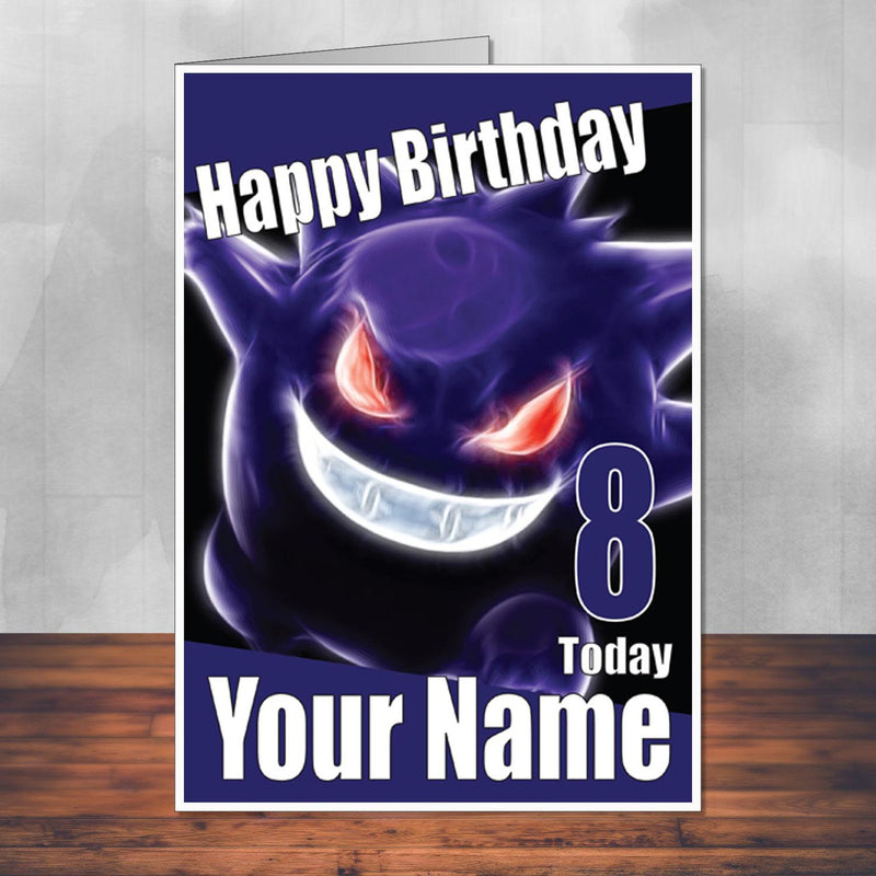 Gengar Ghost Pokemon Go THEME INSPIRED Kids Adult Personalised Birthday Card Birthday Card