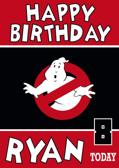 Ghostbusters NEW Design 2 THEME INSPIRED Kids Adult Personalised Birthday Card