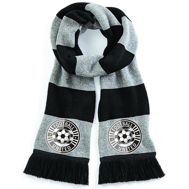 Grey/Black Personalised Football Scarf For Your Team-Printed Full Colour Badge