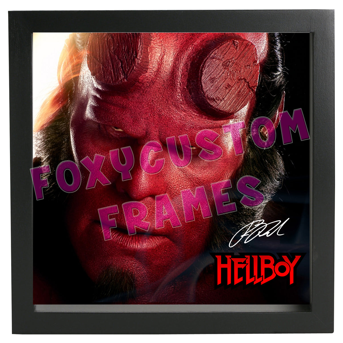 Hellboy Signed Lego Display Case - Minifigure Display Background and Frames β Hellboy Printed Signature Lego Display Case - Minifigure Display Background and