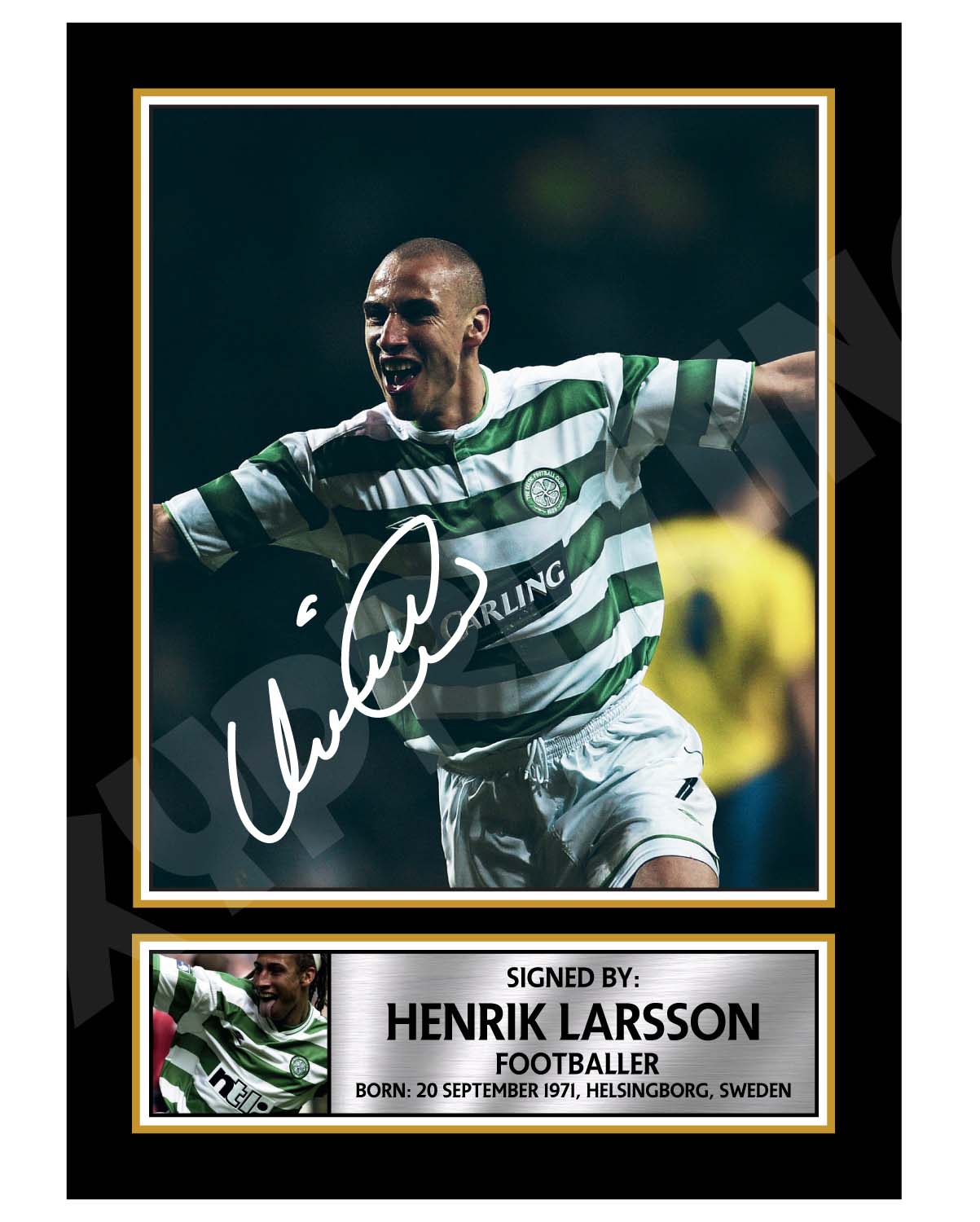 Signed henrik store larsson celtic shirt