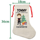 PERSONALISED Cartoon Inspired Super Hero Hawk Arrow TOMMY HIGH QUALITY Large CHRISTMAS STOCKING - Any Name you want!