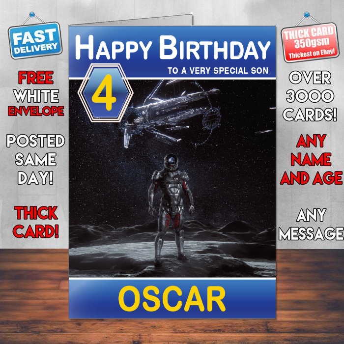 Personalised Hyperion Mass Effect Andromeda Inspired Style Game Kids Inspired Birthday Card (SA)