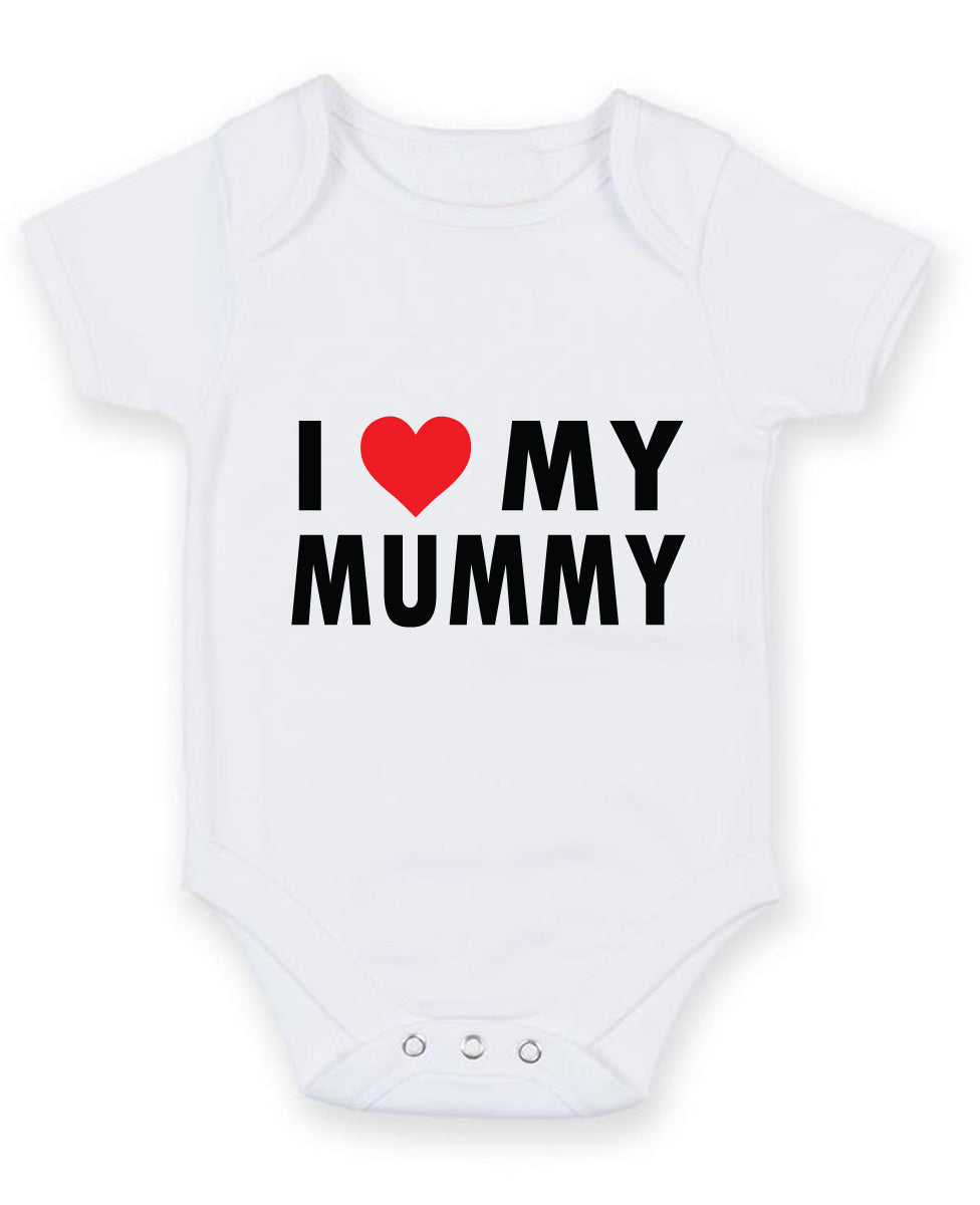 I love my mummy Printed Baby Grow Bodysuit Boy Girl Unisex Gift