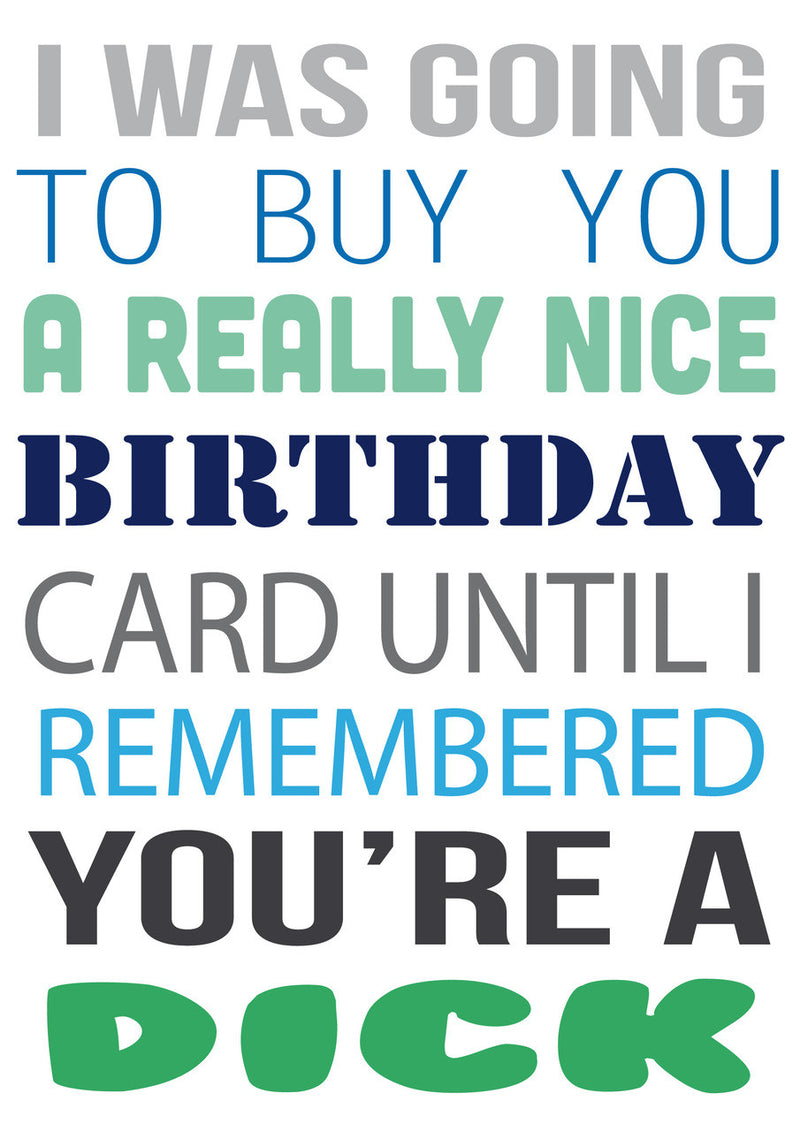 I Was Going To Buy.... But You're A Dick Personalised Birthday Card