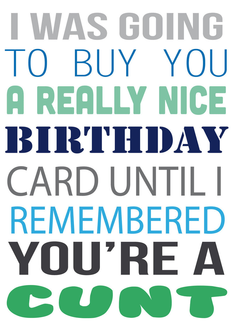 I Was Going To Buy.... But You're A Cunt Personalised Birthday Card