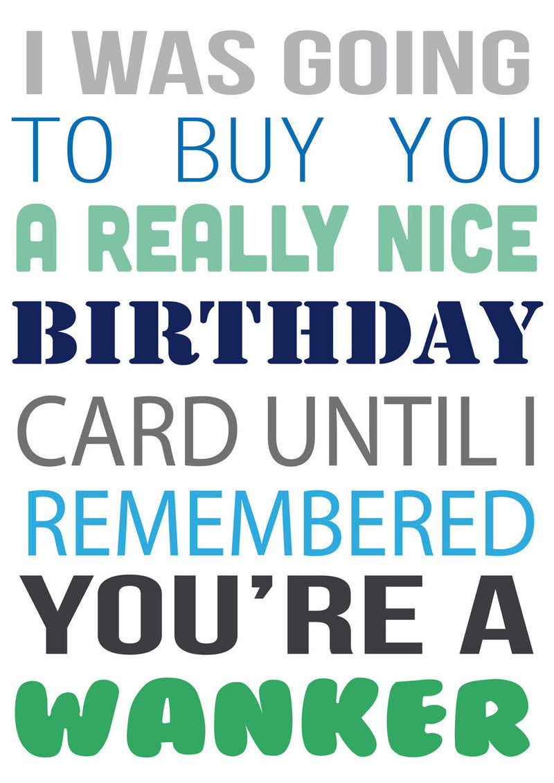 I Was Going To Buy.... But You're A Wanker Personalised Birthday Card