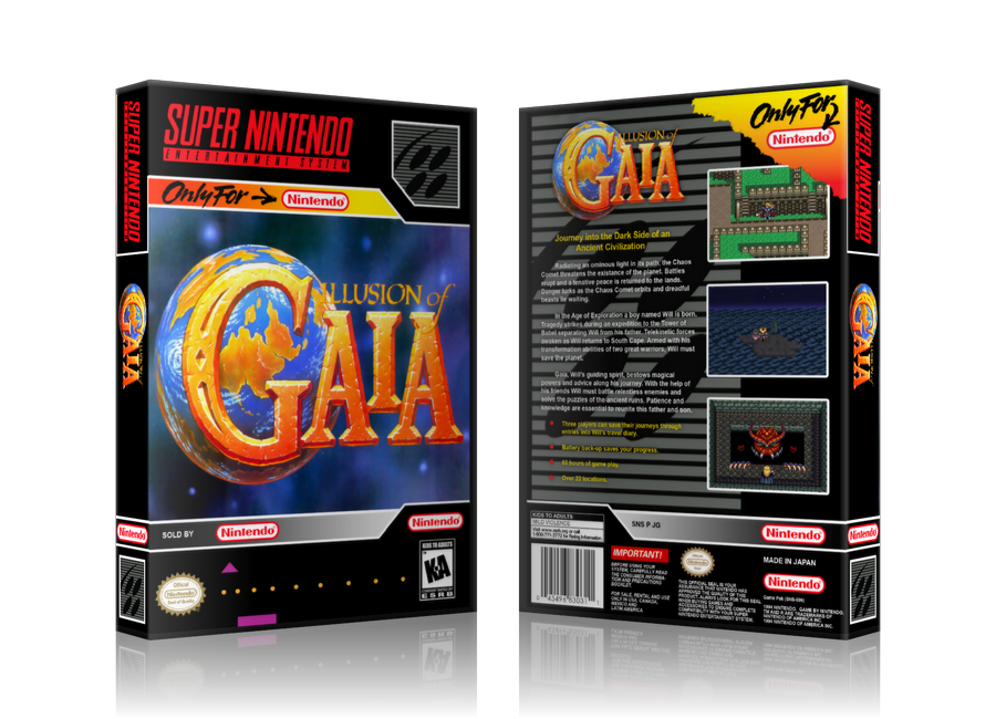 Illusion Of Gaia Replacement Nintendo SNES Game Case Or Cover β SNES Replacement Game case product image 1